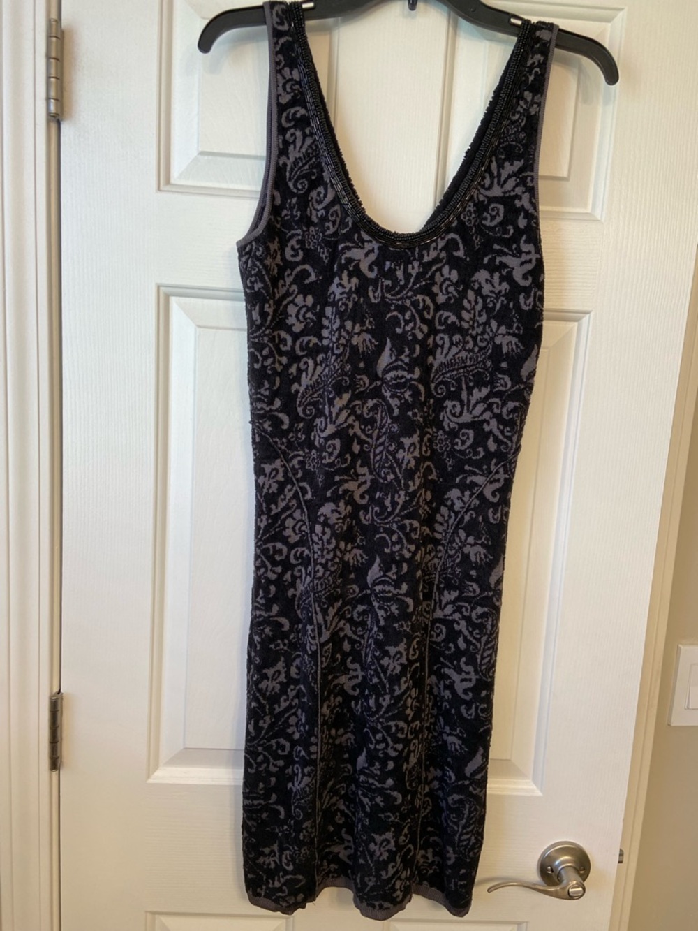 Free People Black and Grey Starstruck Woven Beaded Bodycon Dress Sz Medium - Picture 14 of 15